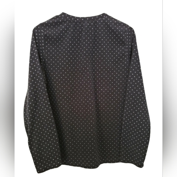 ❤ LANDS END WOMEN'S V-NECK  FLEECE SHIRT NAVY BLUE W/ POLKA DOTS SIZE SMALL 6 /8 - Picture 2 of 7